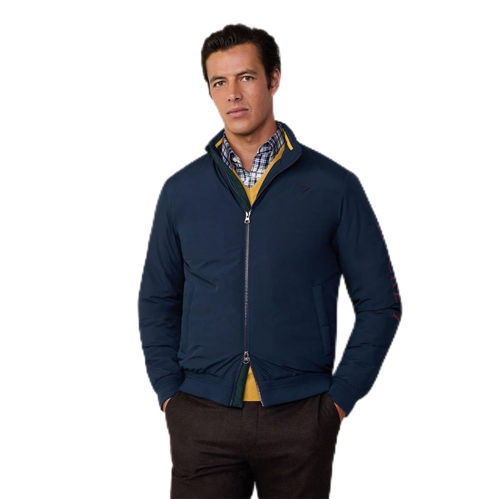 Hackett London Men's Heritage Logo Blouson Jacket, Blue